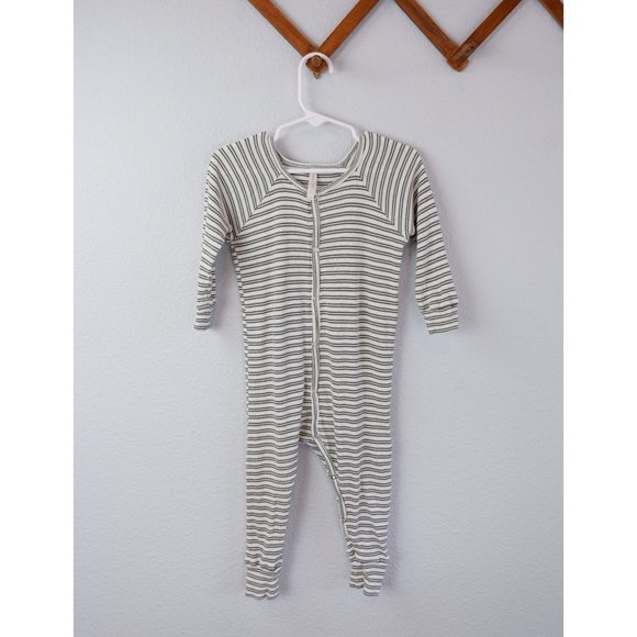 Rylee + Cru Green Striped Ribbed Unisex Pajama, 18-24 months - Picture 1 of 8